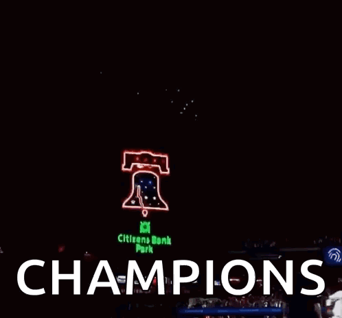 Fireworks Display at Citizens Bank Park Saying Champions