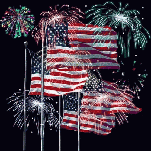 Fireworks Display Flag Happy Fourth Of July GIF