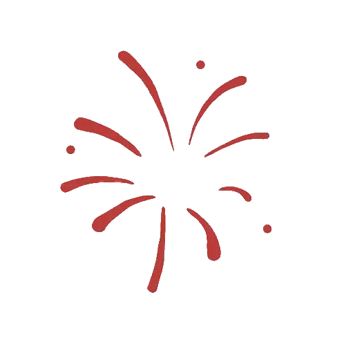 Fireworks Display with Red Lines and Dots