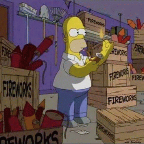 Fireworks Fail Homer Simpson Factory GIF