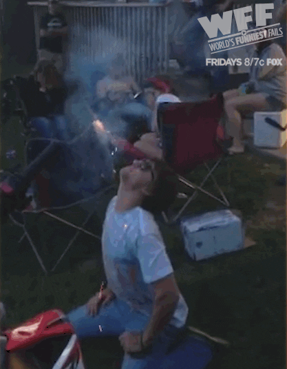 Fireworks Fail Put In Man's Mouth GIF