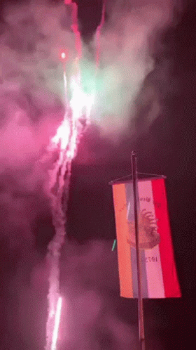 Fireworks Fail Up And Down With Flag GIF