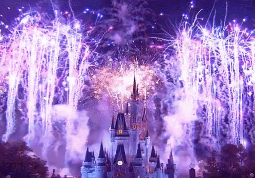 Fireworks Over Castle With Clock