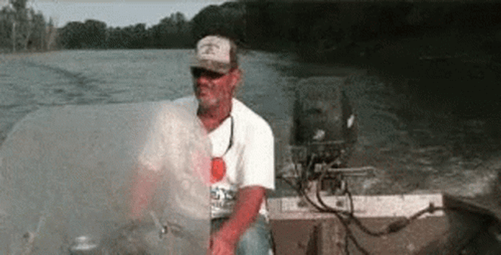 Fish Hit The Man Funny Fishing GIF