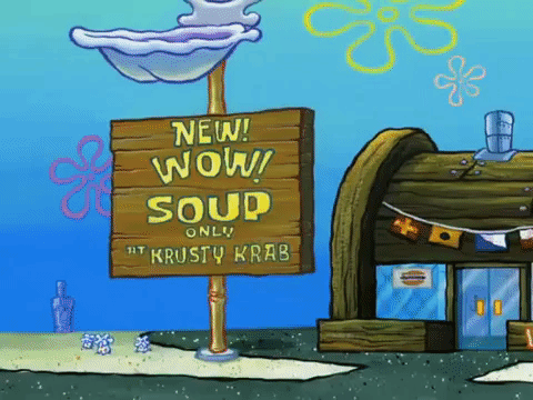 Fish Rushing Inside Krusty Krab GIF