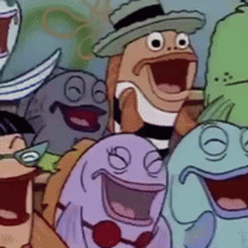 Fishes Laughed At Dry Spongebob Walking GIF