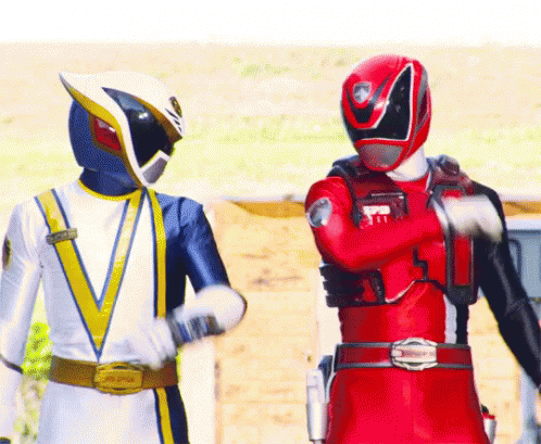 Power Ranger Red And White Fist Bump GIF