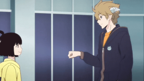 Hyuse Fist Bump With Kid GIF