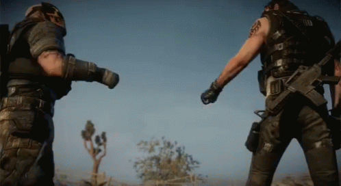 Soldiers Fist Bump Before Fight GIF
