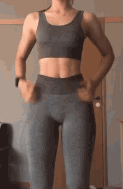 Fitness Model Try On Yoga Pants GIF