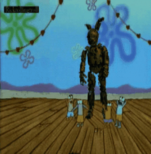Five Nights At Freddy's Patrick Punching Freddy Meme GIF