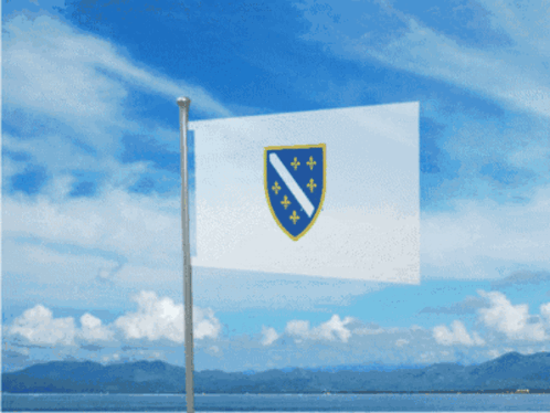 Flag Of Bosnia And Herzegovina In Blue Sky GIF