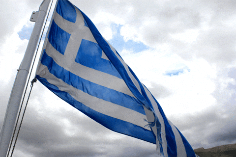 Flag Of Greece Featuring Cloudy Sky GIF