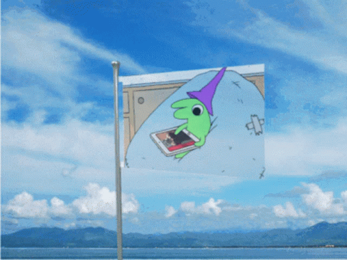 Flag On Pole Against Blue Sky GIF