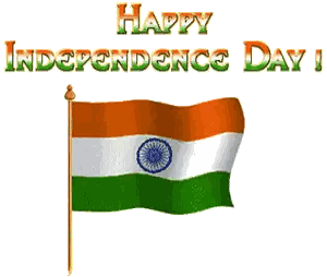 Flag On Pole With Happy Independence Day