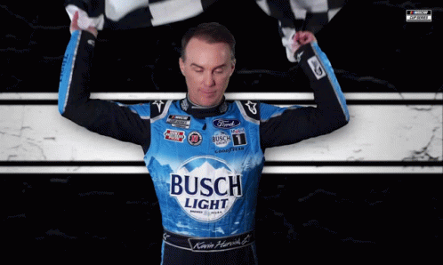 Flag Over Shoulder Busch Light Kevin Harvick GIF