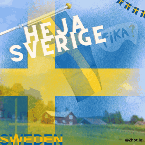 Flag Saying Heja Sverige Fika GIF