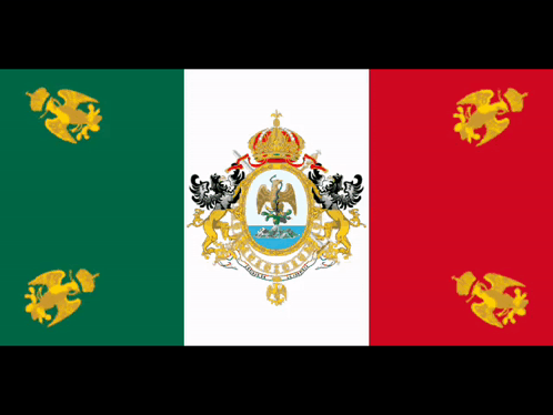 Flag with Green White Red and Coat of Arms