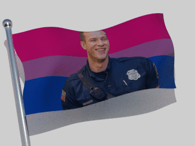 Flag With Police Officer