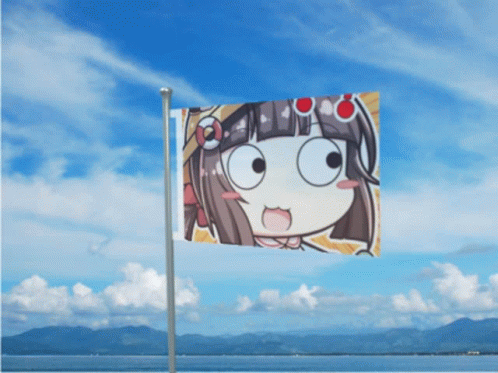 Flag With Surprised Girl Face GIF