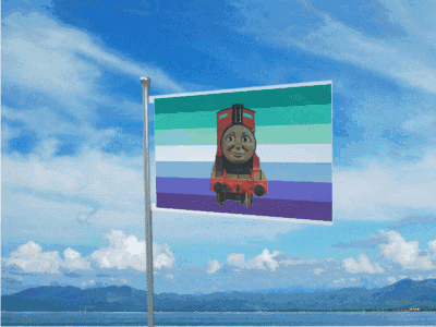 Flag With Train and Blue Sky