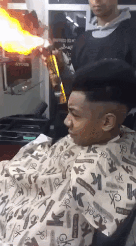 Flame Haircut Fail GIF