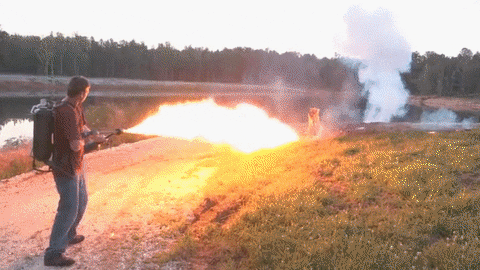 Flamethrower In The Field GIF