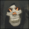 Flaming Eyes Hooded Skull GIF