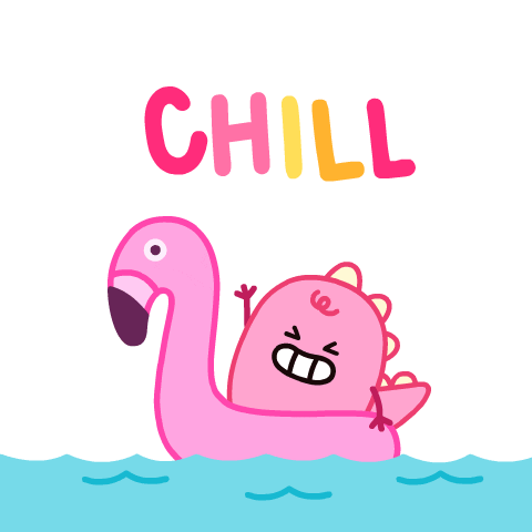 Flamingo Inflatable Chilling On Blue Wave GIF