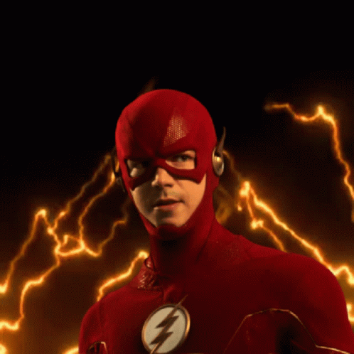 Flash Costume Man with Lightning Bolt