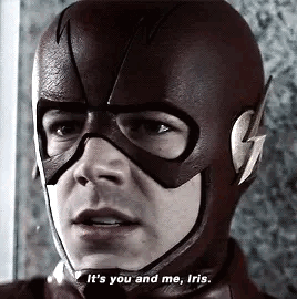 Flash Wearing Mask Saying It's You and Me Iris