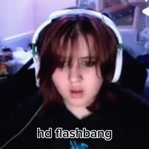 Flashbang Surprising Female Streamer GIF