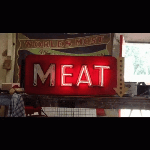 Flashing Neon Sign For World's Best Meat GIF