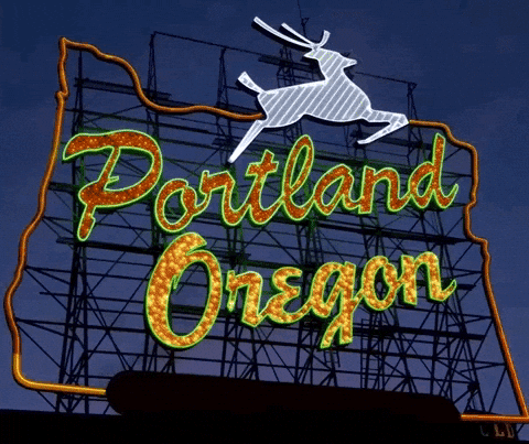 Flashing Portland Oregon Neon Billboard GIF