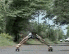 Flexible Little Boy Playing His Rollerblades GIF