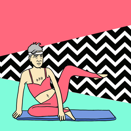 Flexible Old Woman Stretching Her Legs GIF