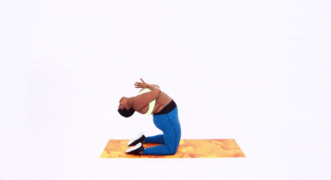 Flexible Woman Stretching Her Abdomen GIF