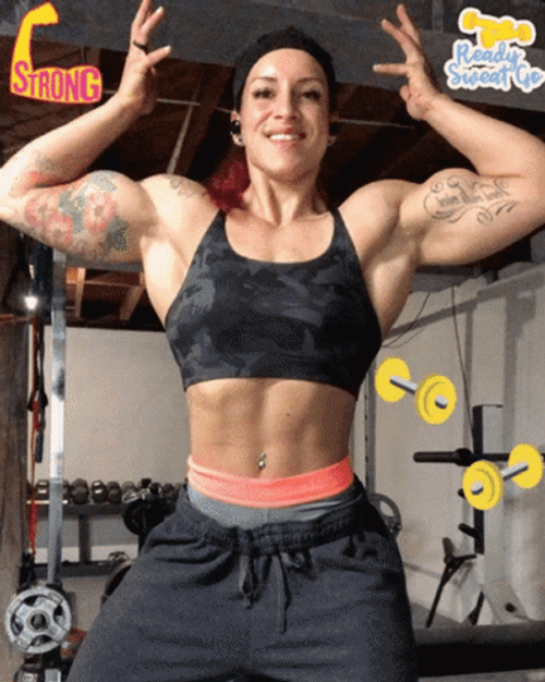 Flexing Strong Woman After Workout GIF
