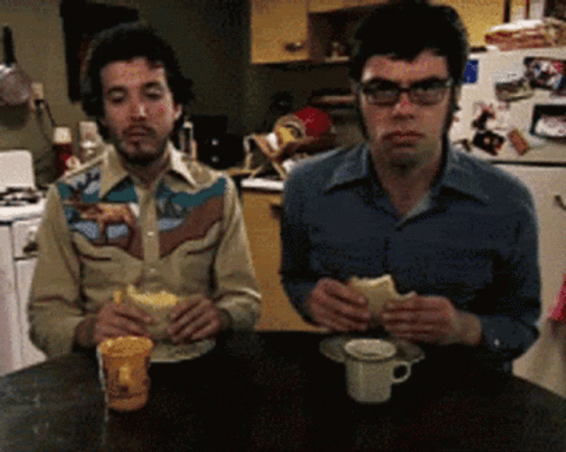 Flight Of The Conchords Happy Eating GIF