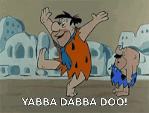 Flintstone And Caveman Dancing Yabba Dabba Doo GIF