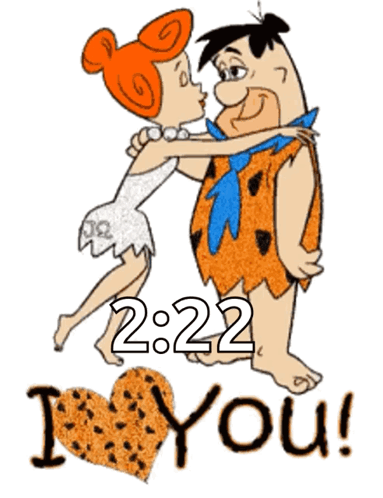 Flintstone and Pebbles Kissing 2:22 I Love You