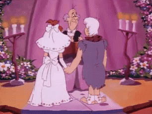 Flintstone Bamm-bamm & Pebbles Wedding GIF