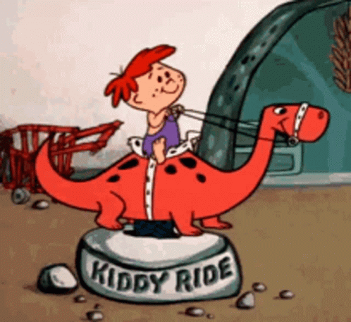 Flintstone Car Dinosaur Kiddy Ride GIF
