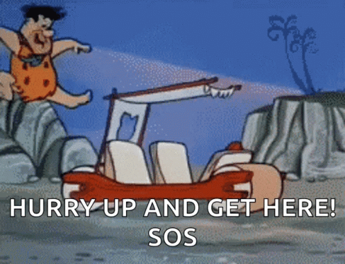 Flintstone Car Hurry Up And Get Here GIF