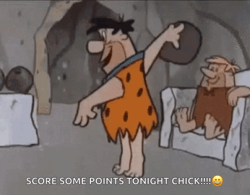 Flintstone Is Holding A Bowling Ball In His Hand While Standing In Front Of Bowling Balls . GIF