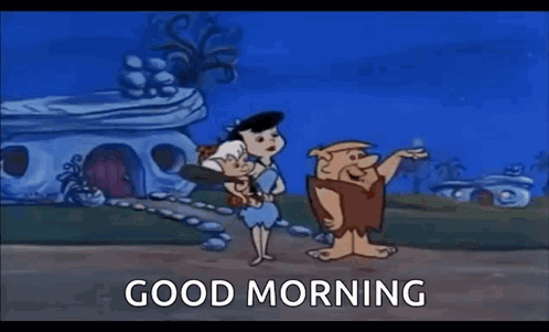 Flintstones Driving Car Saying Good Morning