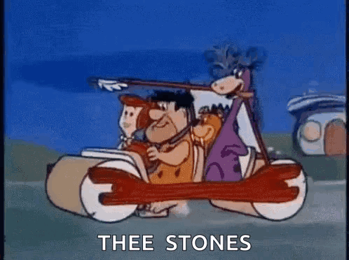 Flintstones Driving Car With Dinosaur