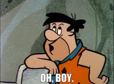 Flintstones House With Blue Door And Water Bottle GIF