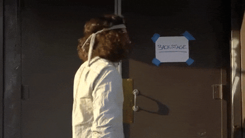 Flipping Out Backstage Door Let Me In Meme GIF