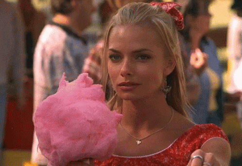 Flirty Jaime Pressly Licking Cotton Candy GIF
